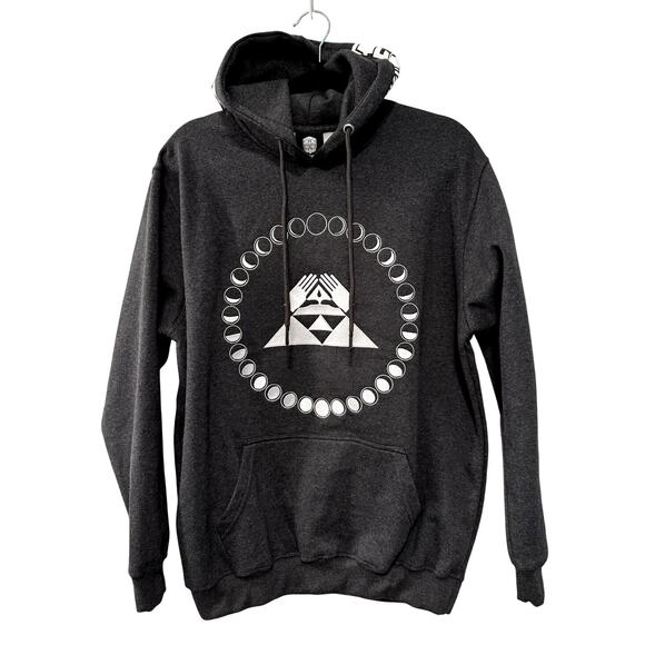 NWT! Farmers Market Hawaii Mens M Embroidered Hoodie Moon Cycles Sweatshirt Gray - Picture 2 of 9